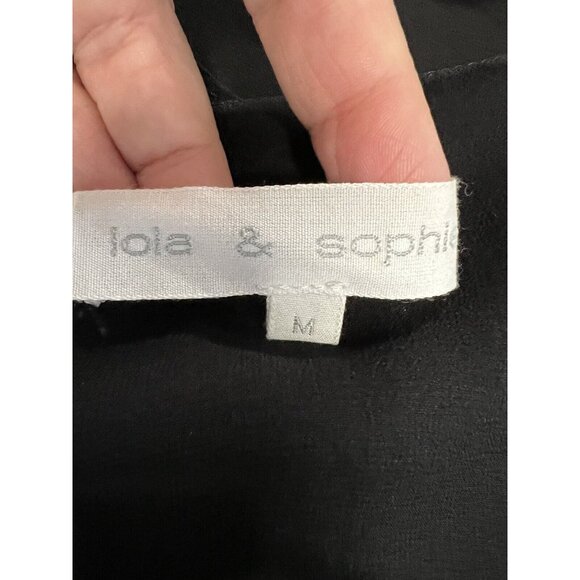 Lola & Sophie Womens Sheer Sleeve Blouse~Size M~Black Tunic Silk Top~L12 22 - Picture 11 of 12